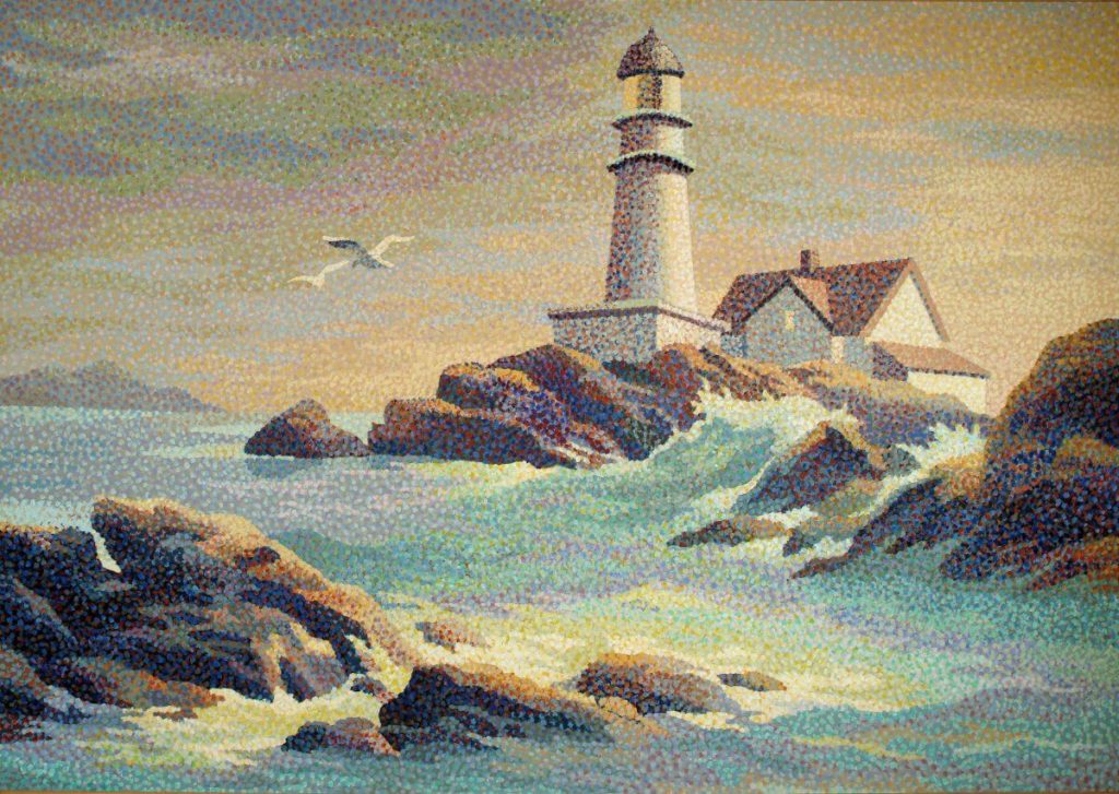 Landscape With Lighthouse 1973 Acrylic On Canvas