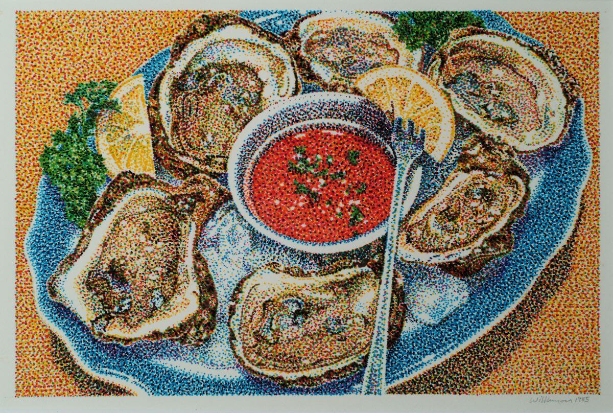 Oysters On The Half Shell 1985 Acrylic On Board